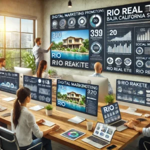 High-tech digital marketing team optimizing real estate promotions for Rio Real Estate in Mulegé, Baja California Sur. Advanced SEO, social media, and targeted advertising strategies for selling homes fast