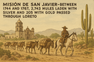  Misión de San Javier—is that between those years, 2,743 mules laden with silver and 205 with gold passed through Loreto.